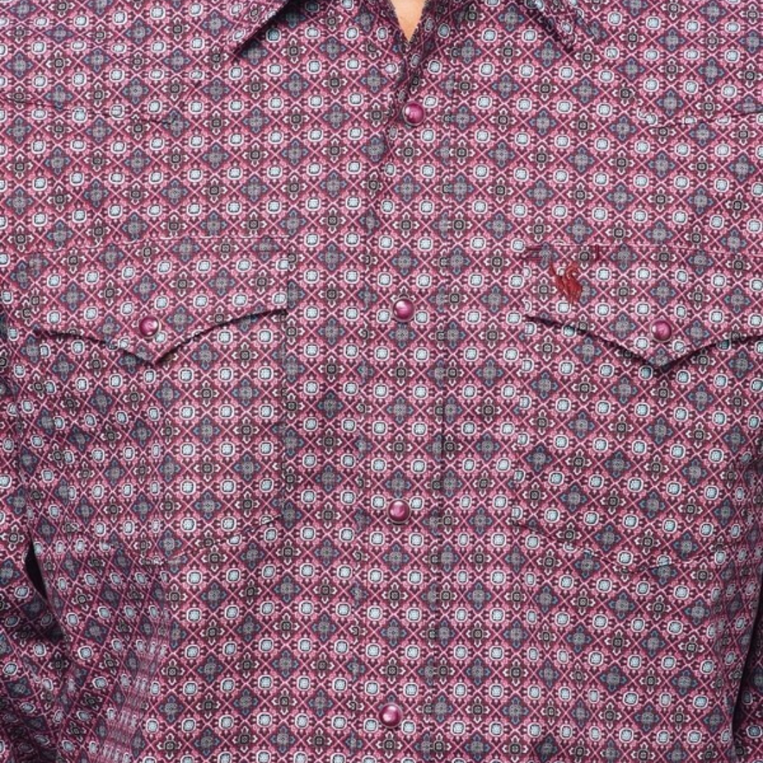 Avalon Men's Rodeo Clothing Print Purple Shirt