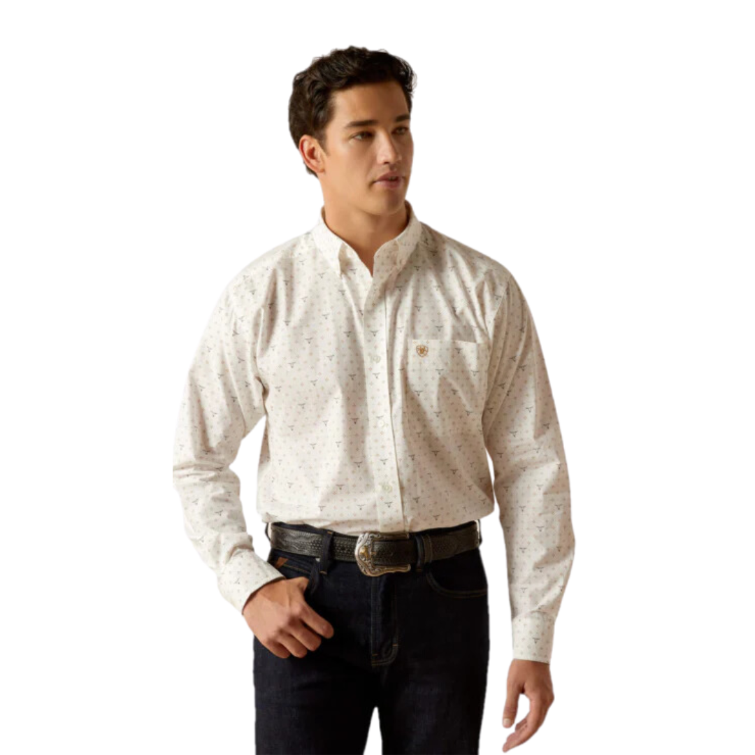 Ariat Men's Edmond Classic Fit White Button Down White Shirt