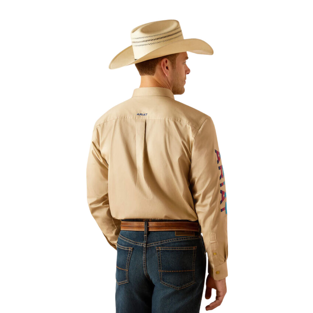 Ariat Men's Team Logo Twill Classic Fit Khaki Shirt