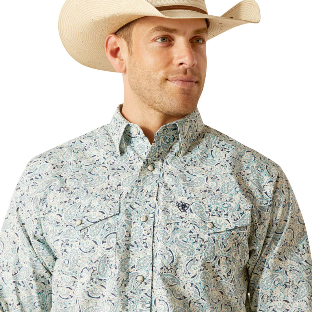 Ariat Men's Emery Long Sleeve Snap Blue Shirt