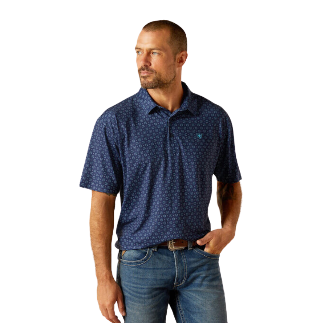 Ariat Men's 360 Airflow Depths Blue Polo Shirt