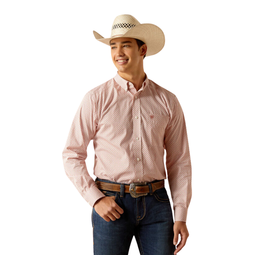 Ariat Men's Wrinkle Free Izaiah Fitted Tabasco Red Shirt