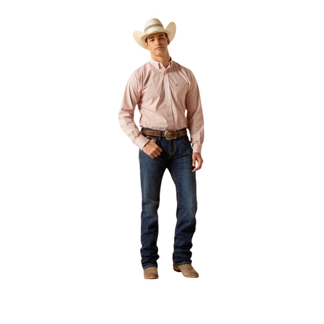Ariat Men's Wrinkle Free Izaiah Fitted Tabasco Red Shirt