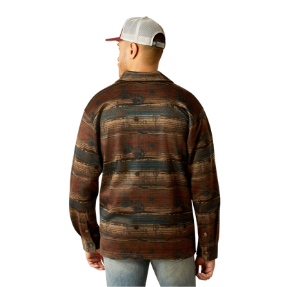 Ariat Men's Caldwell Printed Jacket Brown Shirt Western Style
