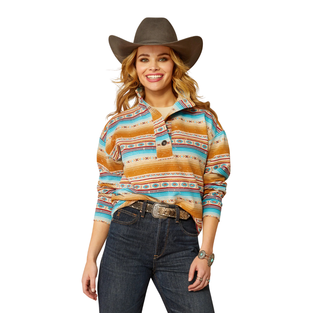 Ariat Women's Hometown Fallon Serape Print Orange Sweatshirt