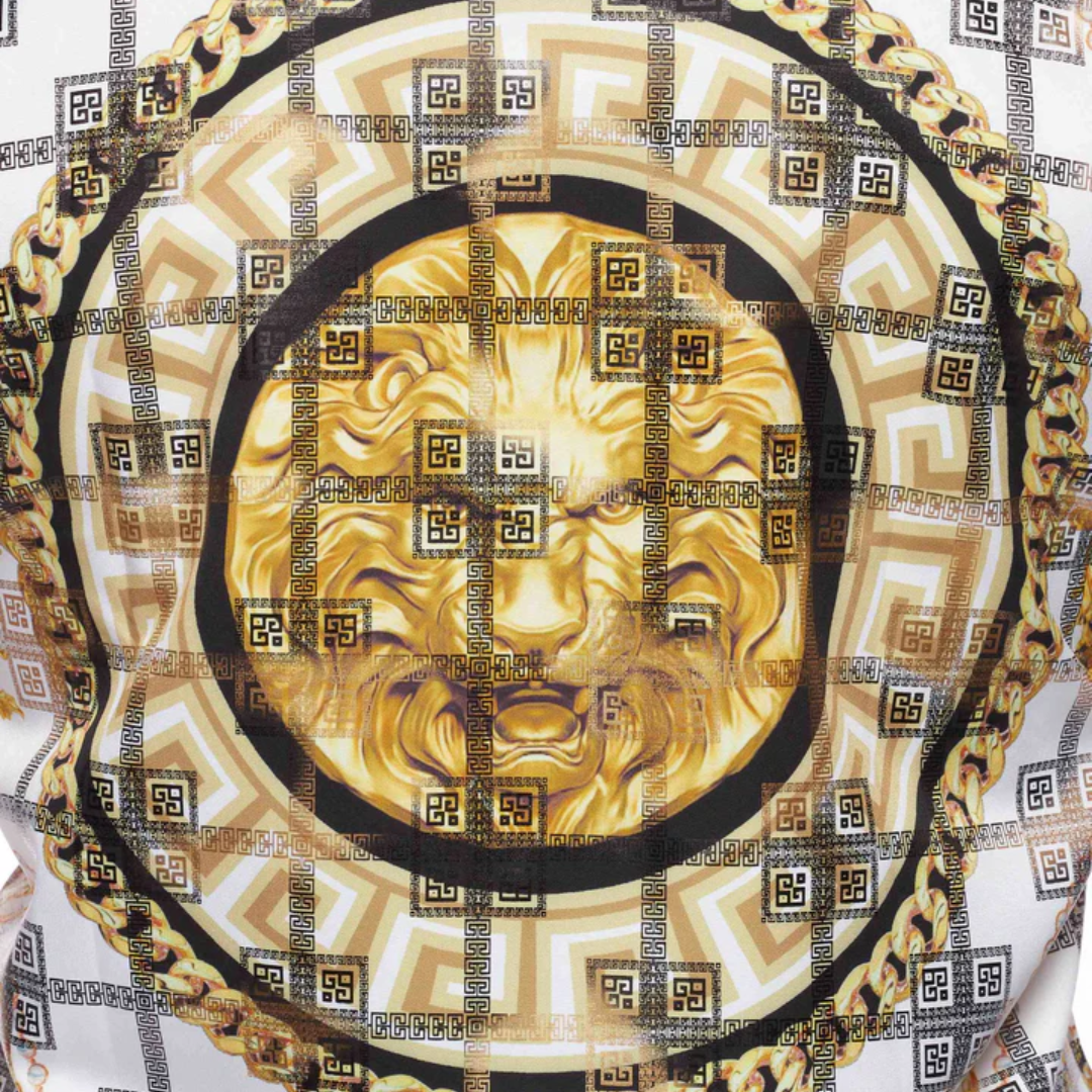 Avalon Men's Luxury Brand Printed Silk Like White Shirts