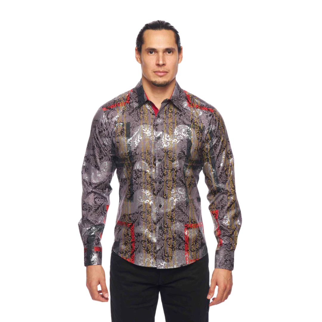 Avalon Men's Luxury Brand Printed Silk Like Shirts
