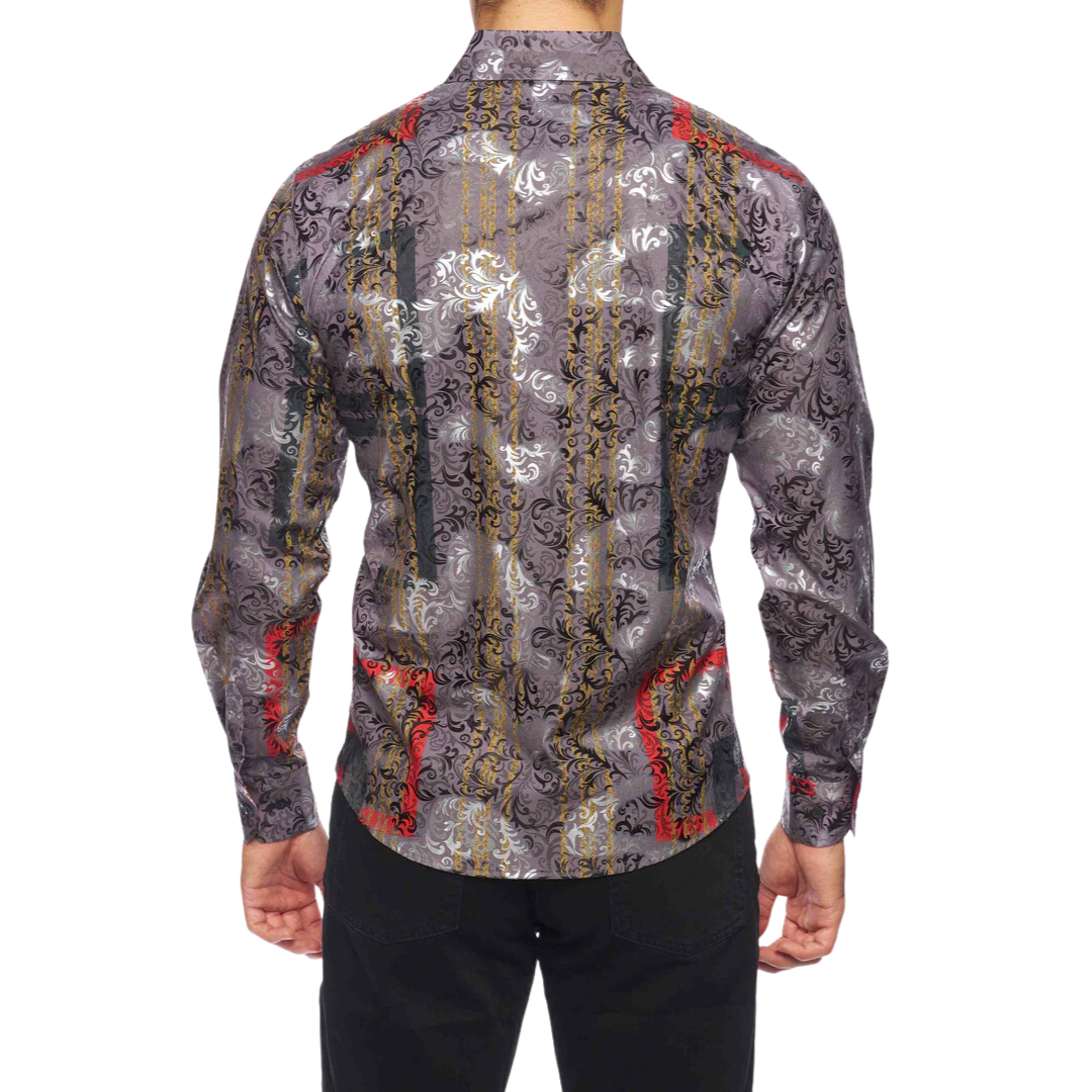 Avalon Men's Luxury Brand Printed Silk Like Shirts
