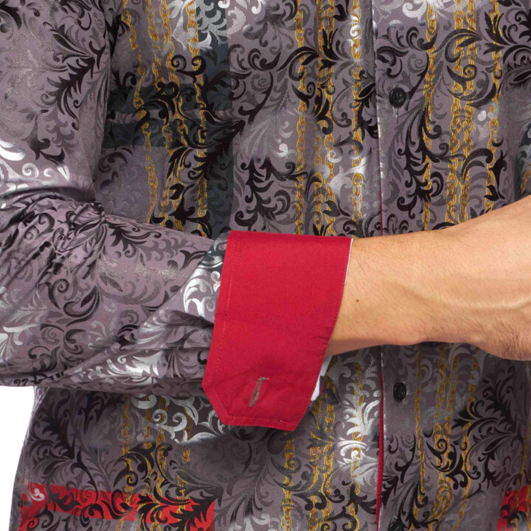 Avalon Men's Luxury Brand Printed Silk Like Shirts
