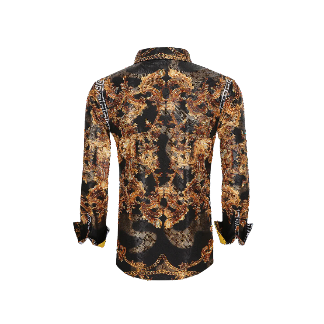 Avalon Men's Luxury Brand Printed Silk Like Shirts