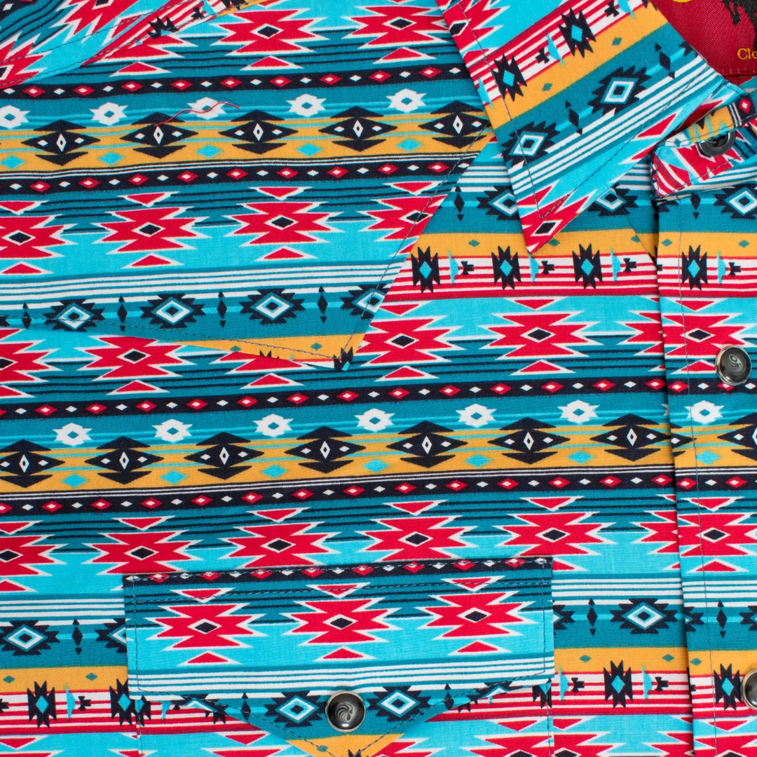 Avalon Men's Western Pearl Snap Aztec Print Shirt