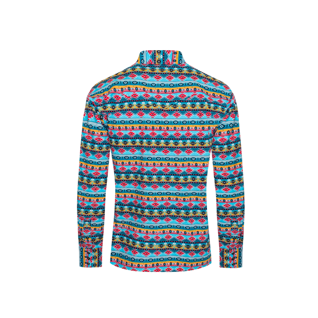 Avalon Men's Western Pearl Snap Aztec Print Shirt