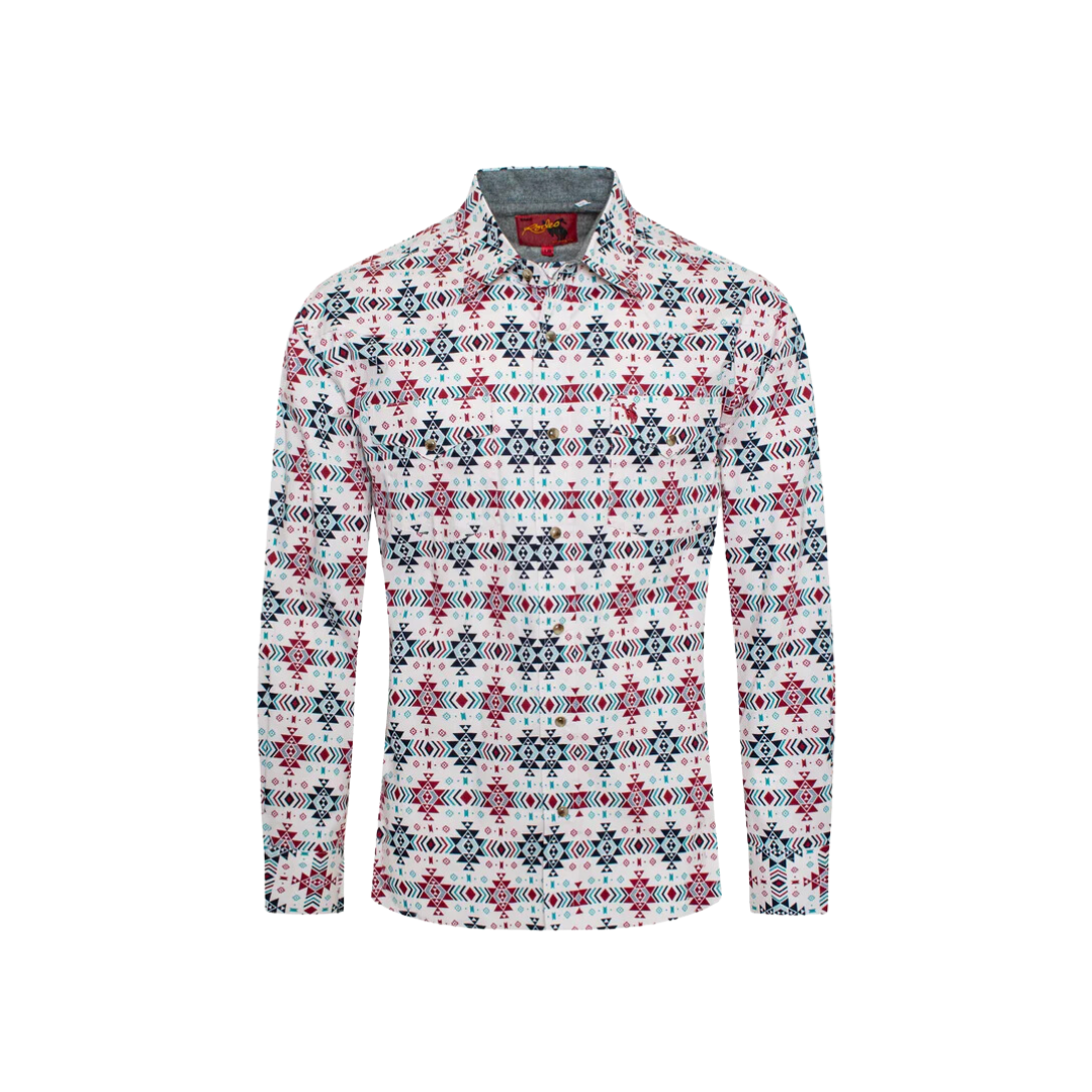 Avalon Men's Western Pearl Snap Aztec Print Shirt