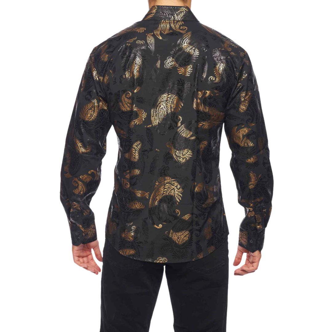 Avalon Men's Luxury Brand Printed Silk Like Shirts