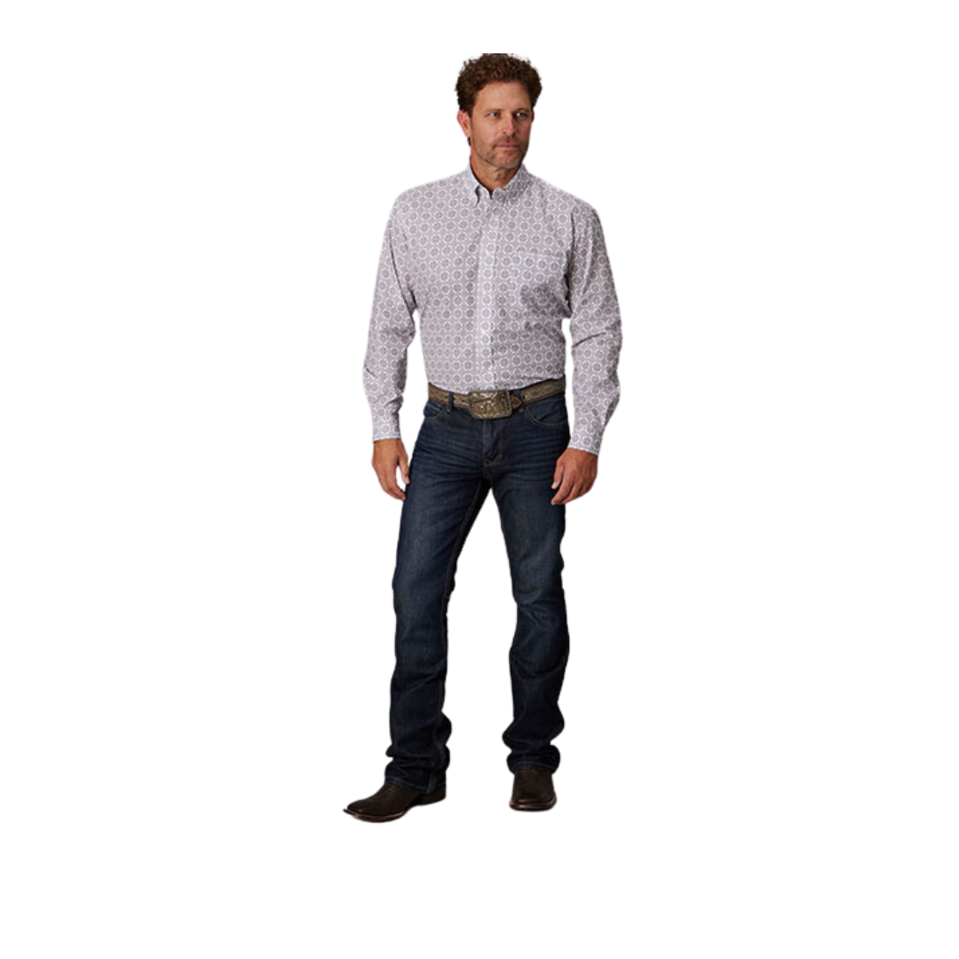 Roper Men's Silver Medallion Grey Shirt
