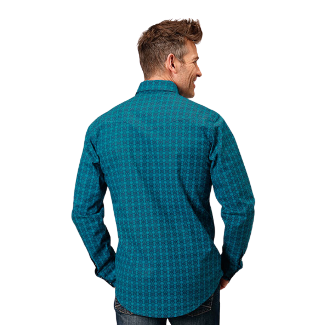 Roper Men's Print Green Shirt