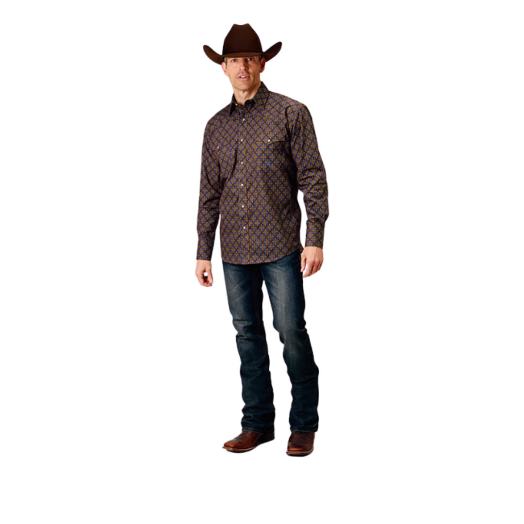 Roper Men's Diamond Medallion Brown Shirt