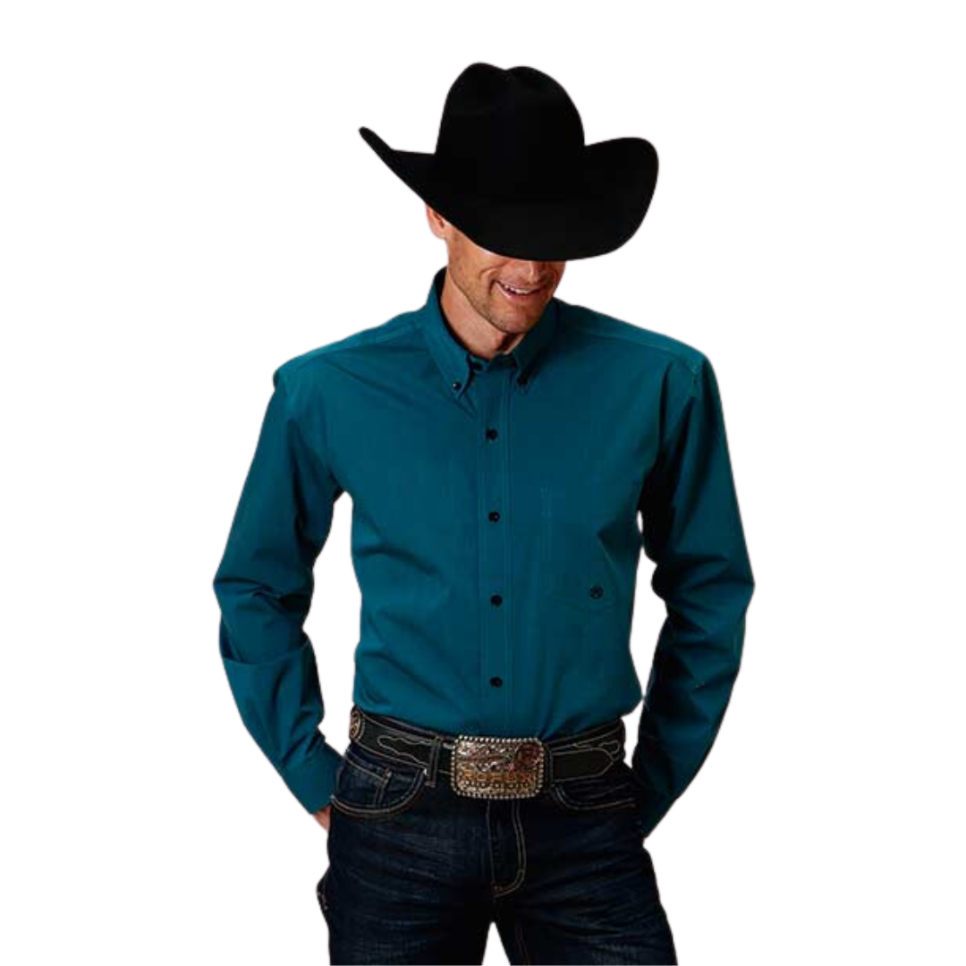 Roper Men's Fill Solid Green Shirt