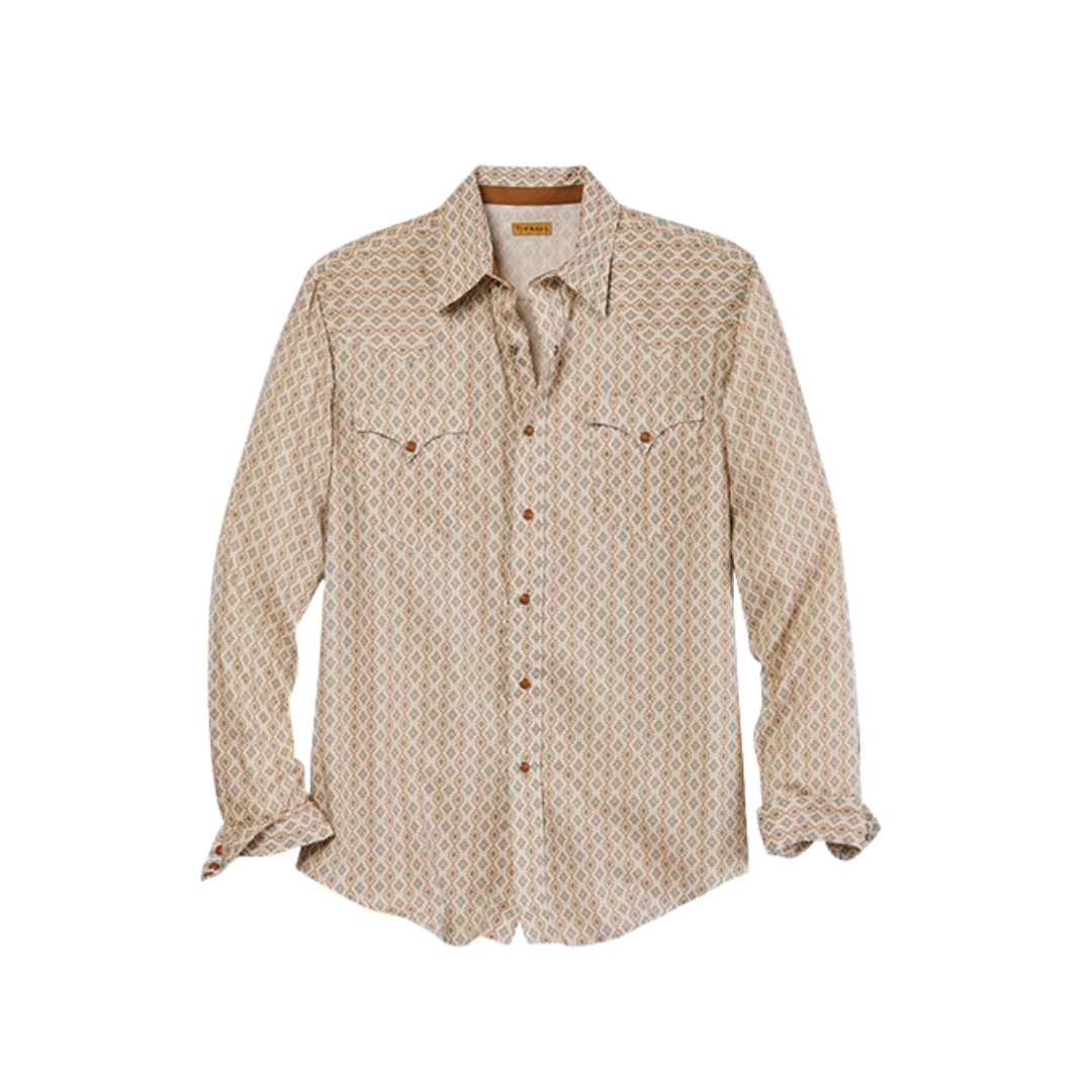 Roper Men's Aztec All Over Print Cream Shirt