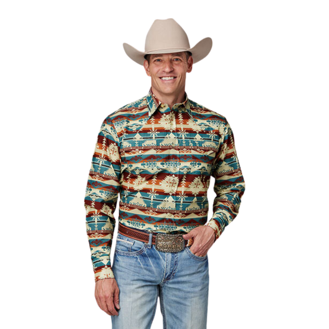 Roper Men's Horizontal Aztec Print Shirt