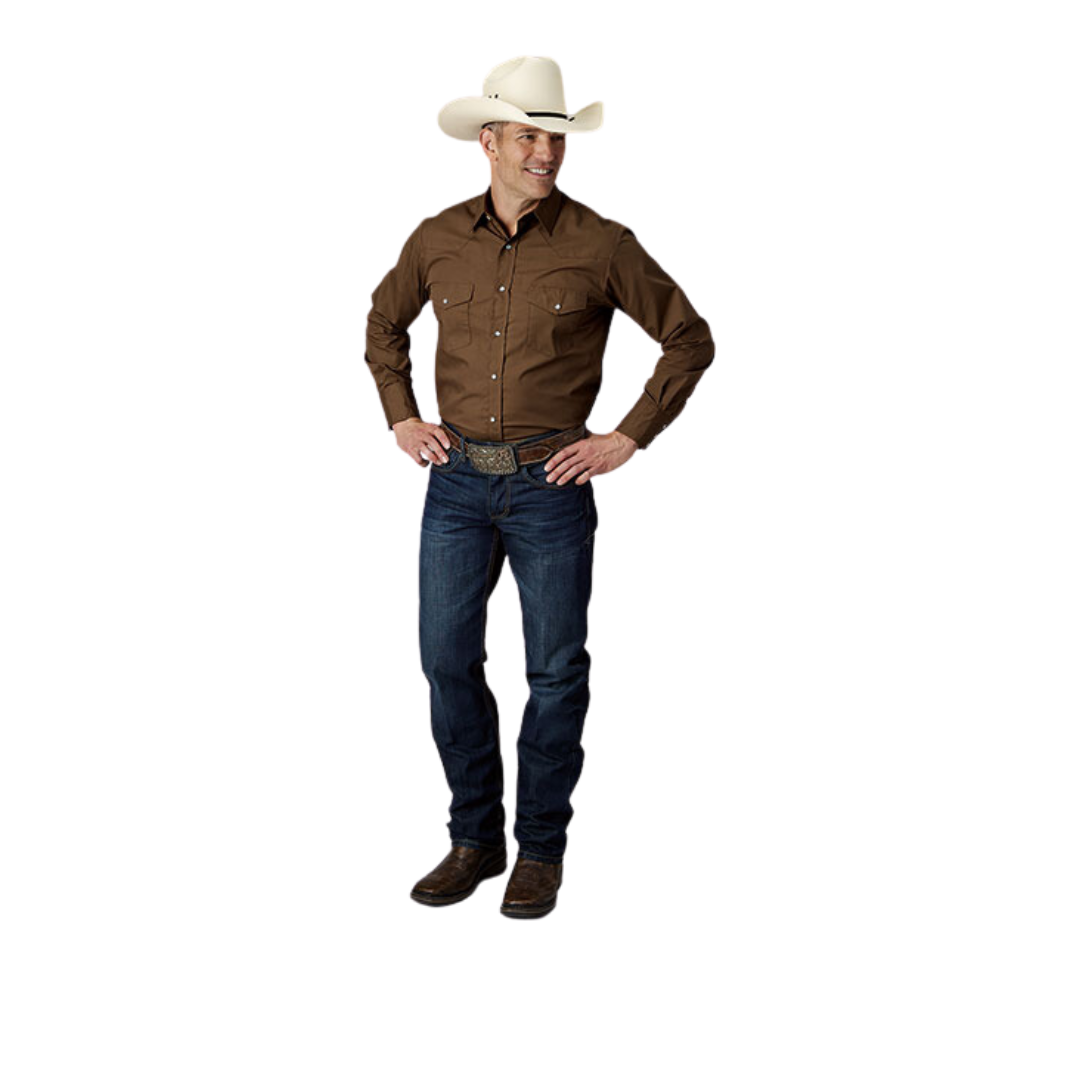 Roper Men's Solid Mocha Brown Shirt