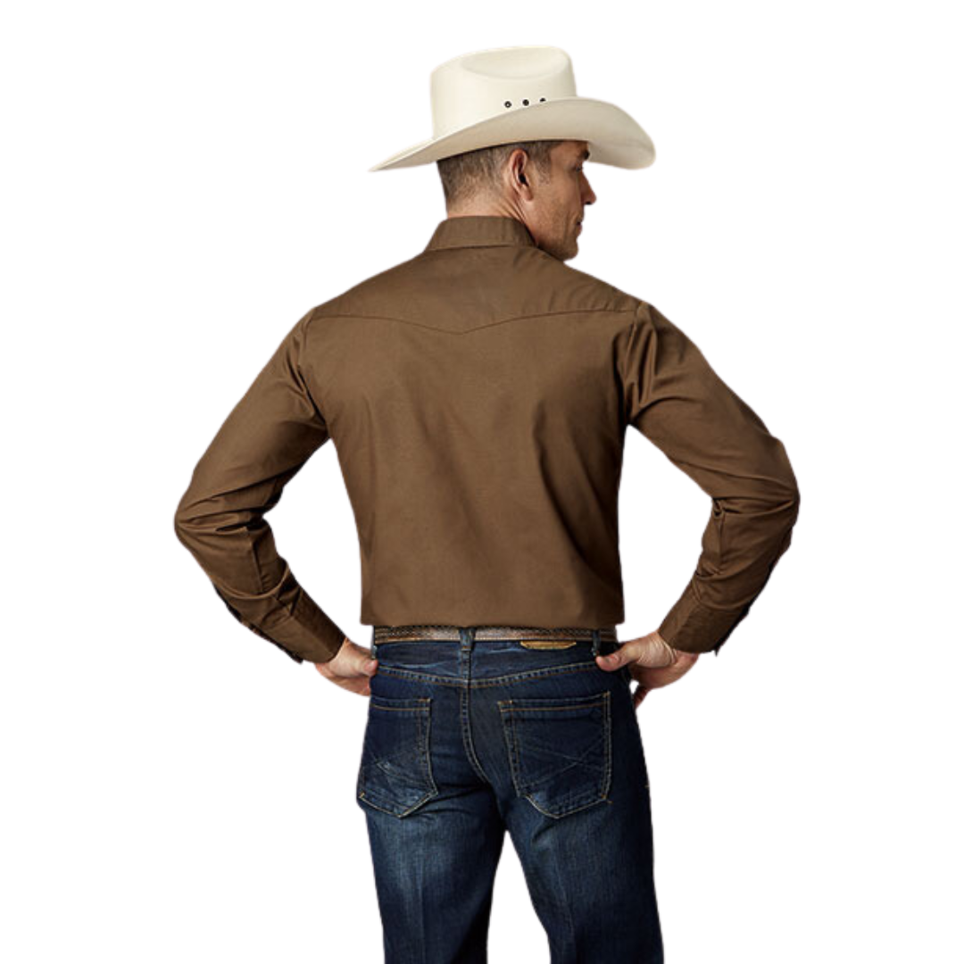 Roper Men's Solid Mocha Brown Shirt