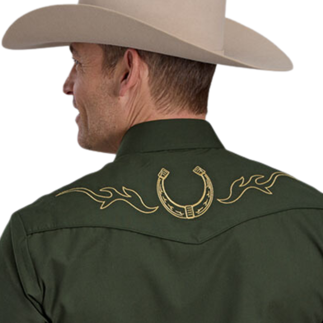 Roper Men's Solid Dark Olive Shirt