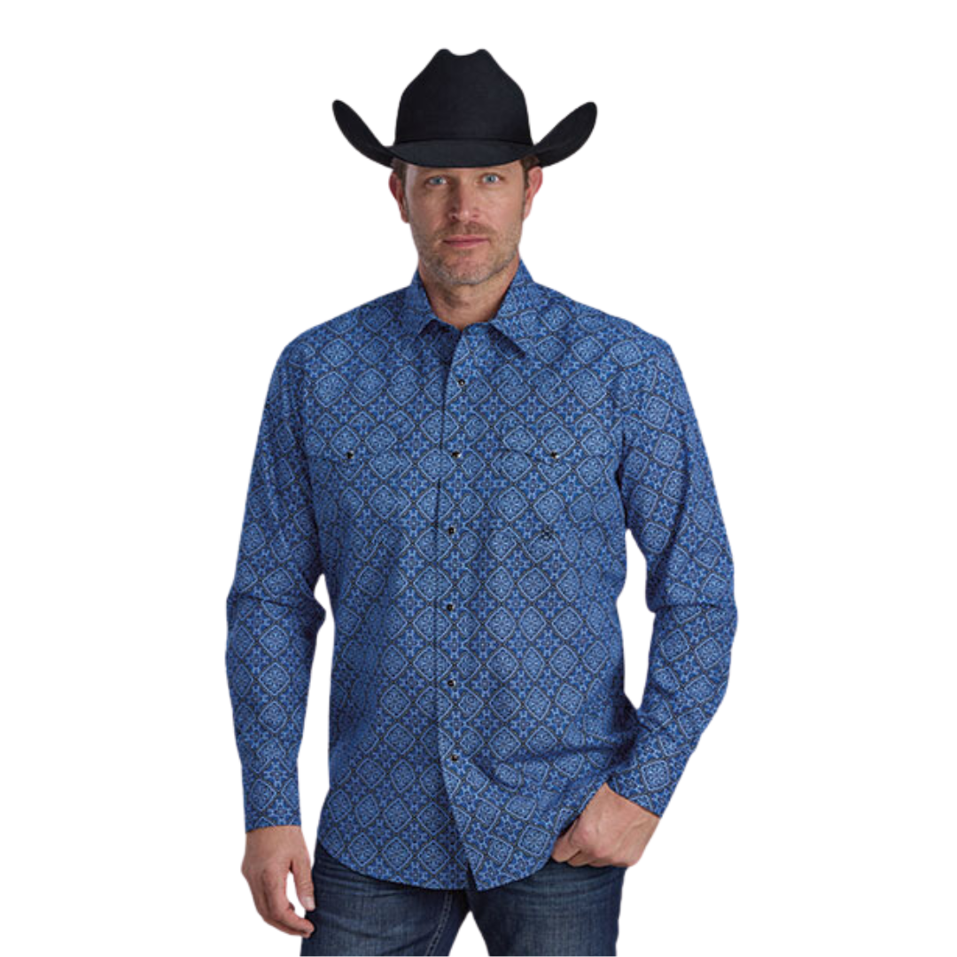 Roper Men's Sapphire Ornamental Blue Shirt