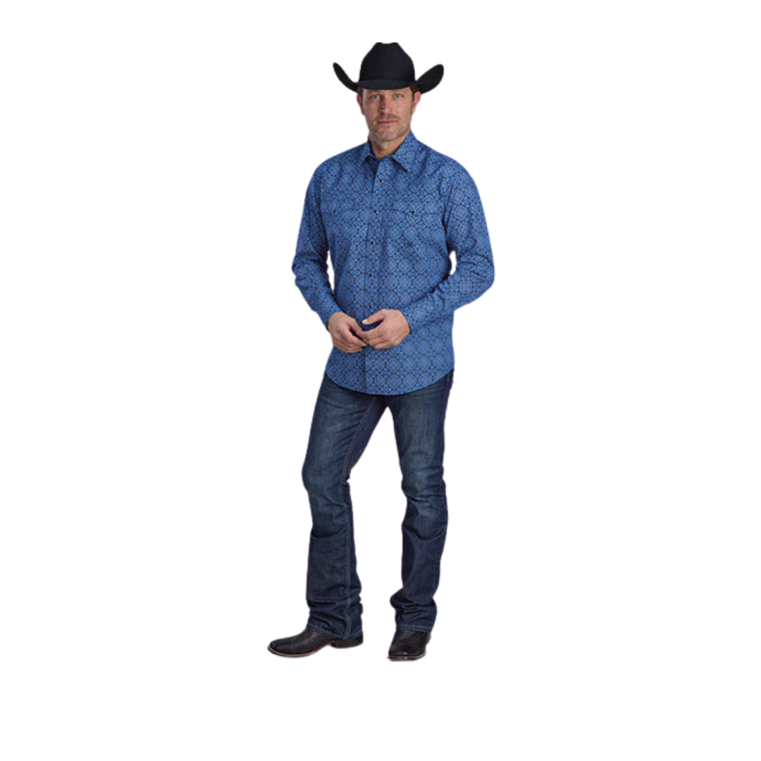 Roper Men's Sapphire Ornamental Blue Shirt