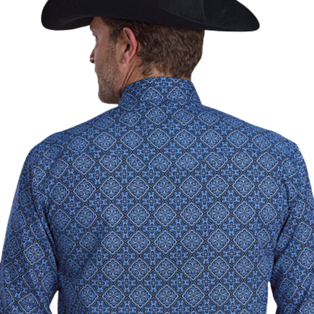 Roper Men's Sapphire Ornamental Blue Shirt
