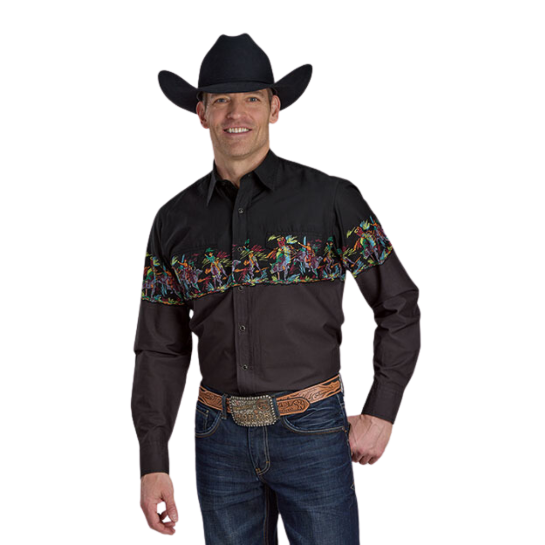 Roper Men's Border Scenic Black Shirt