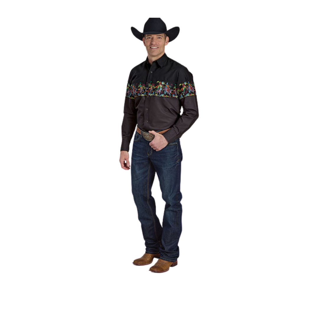 Roper Men's Border Scenic Black Shirt