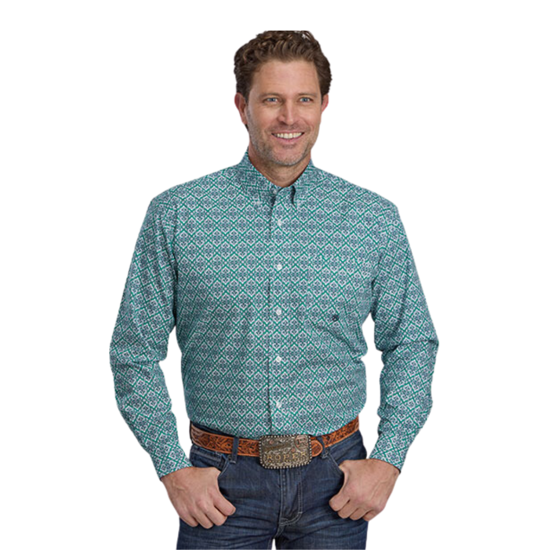 Roper Men's Jade Medallion Green Shirt