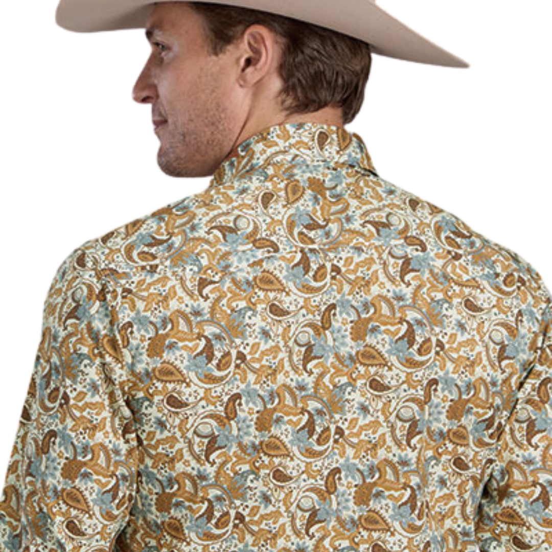 Roper Men's Slade Paisley Print Brown Shirt