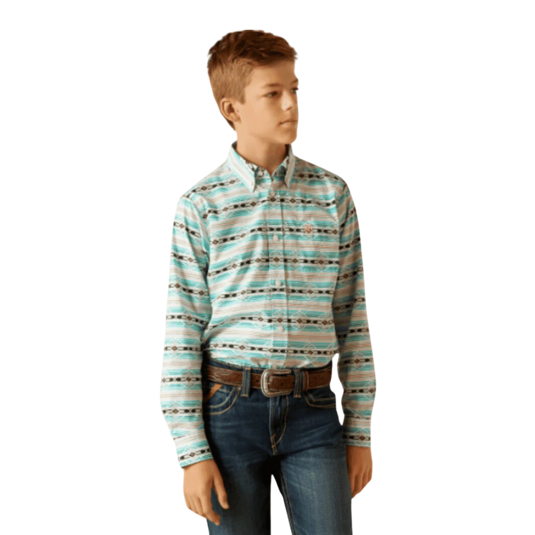 Ariat Youth Boy's Jefferson Ice Aztec Classic Western Green Shirt