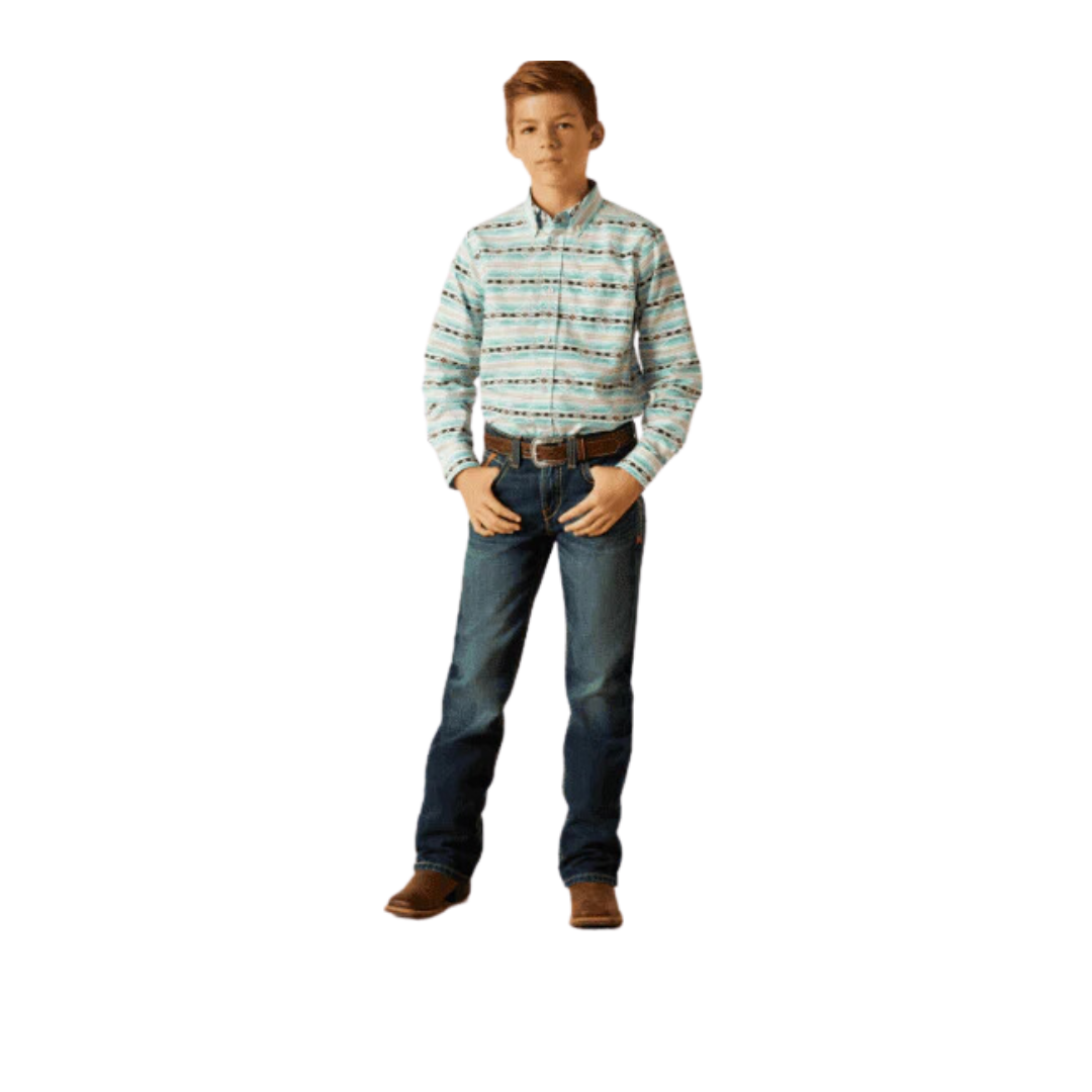 Ariat Youth Boy's Jefferson Ice Aztec Classic Western Green Shirt