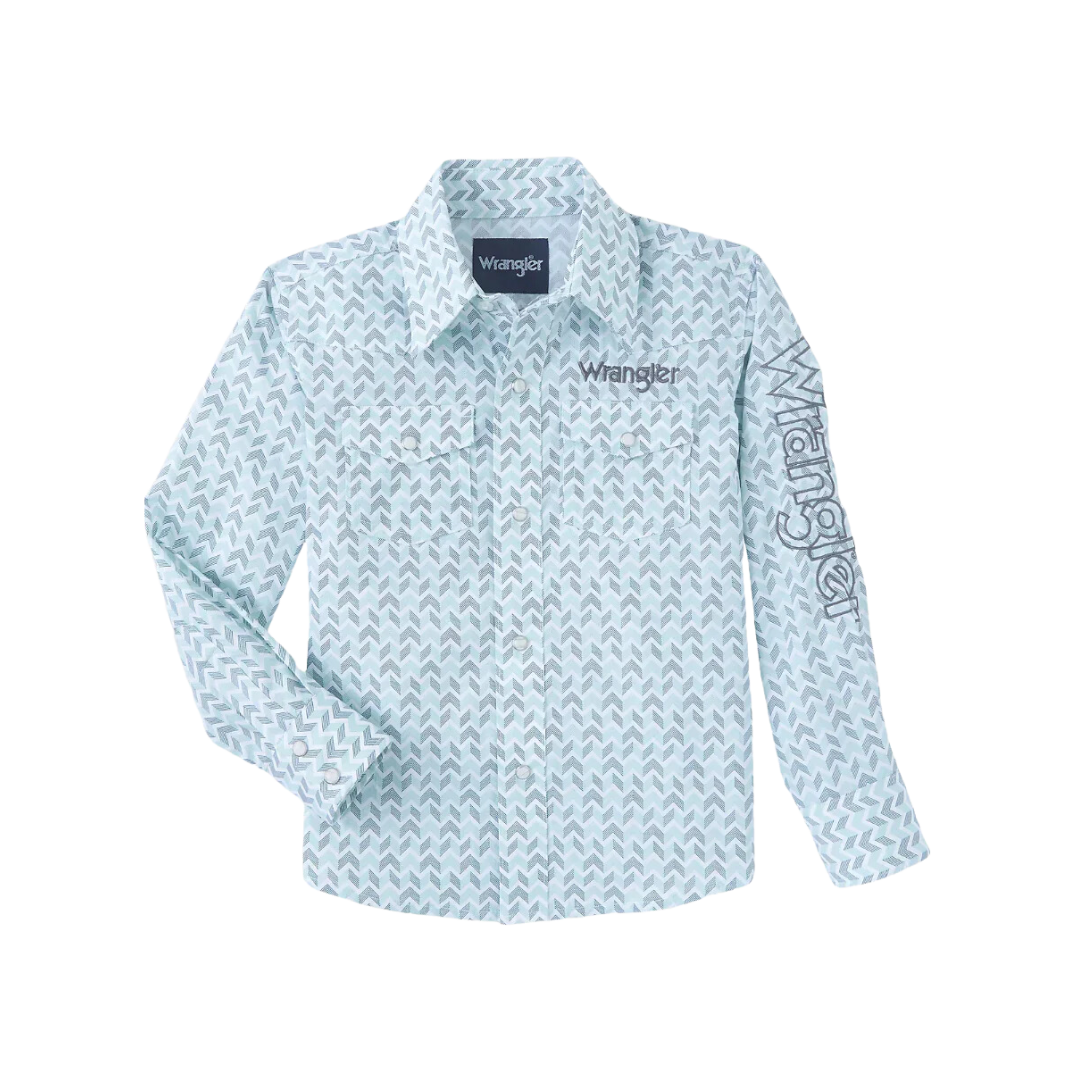 Wrangler Youth Boy's Snap Aqua Shirt