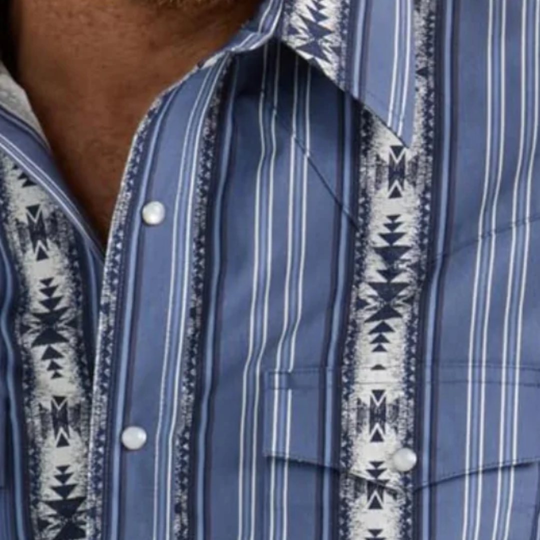 Wrangler Men's Checotah Print Navy Shirt