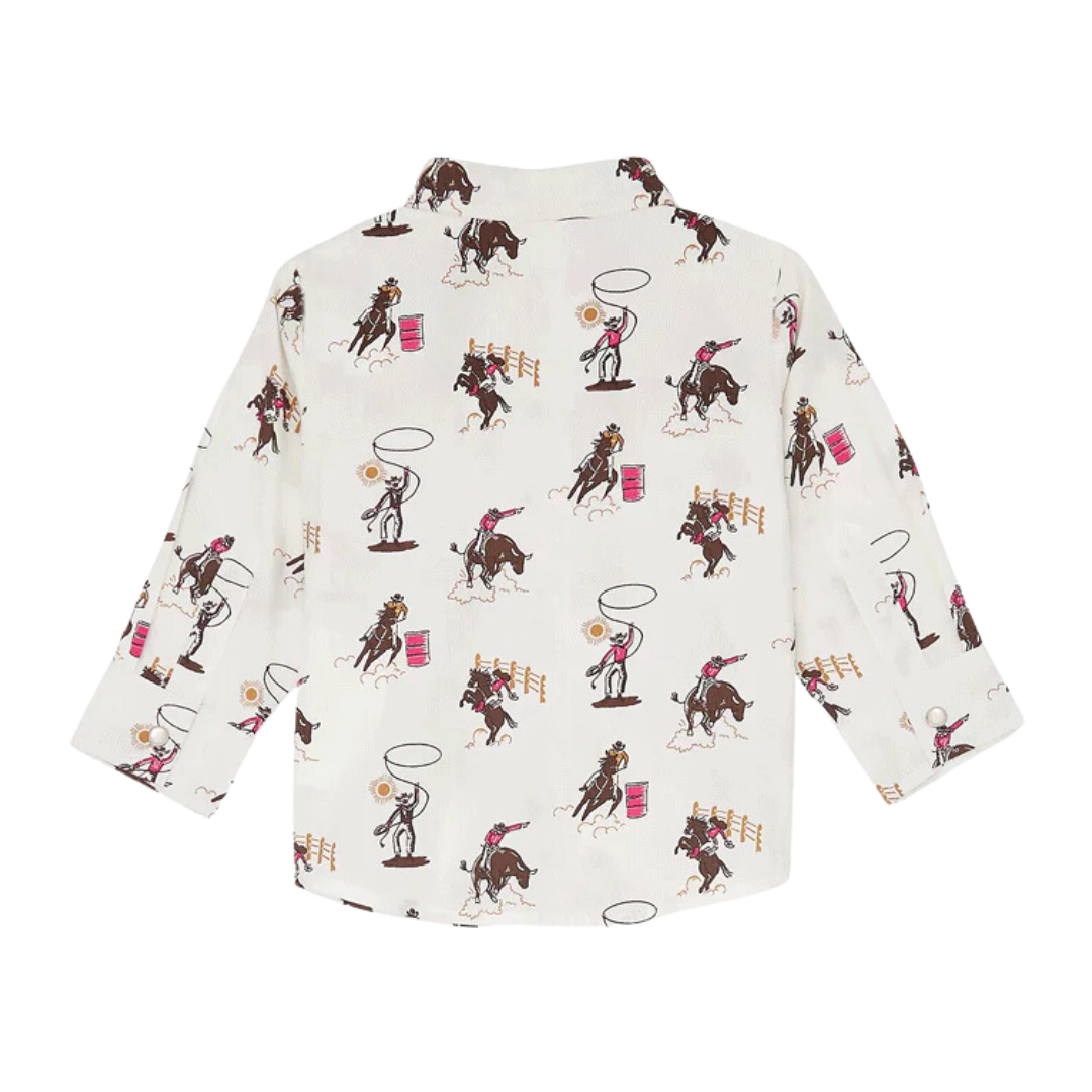 Wrangler Infant Girl's Ruffle Yoke White Shirt