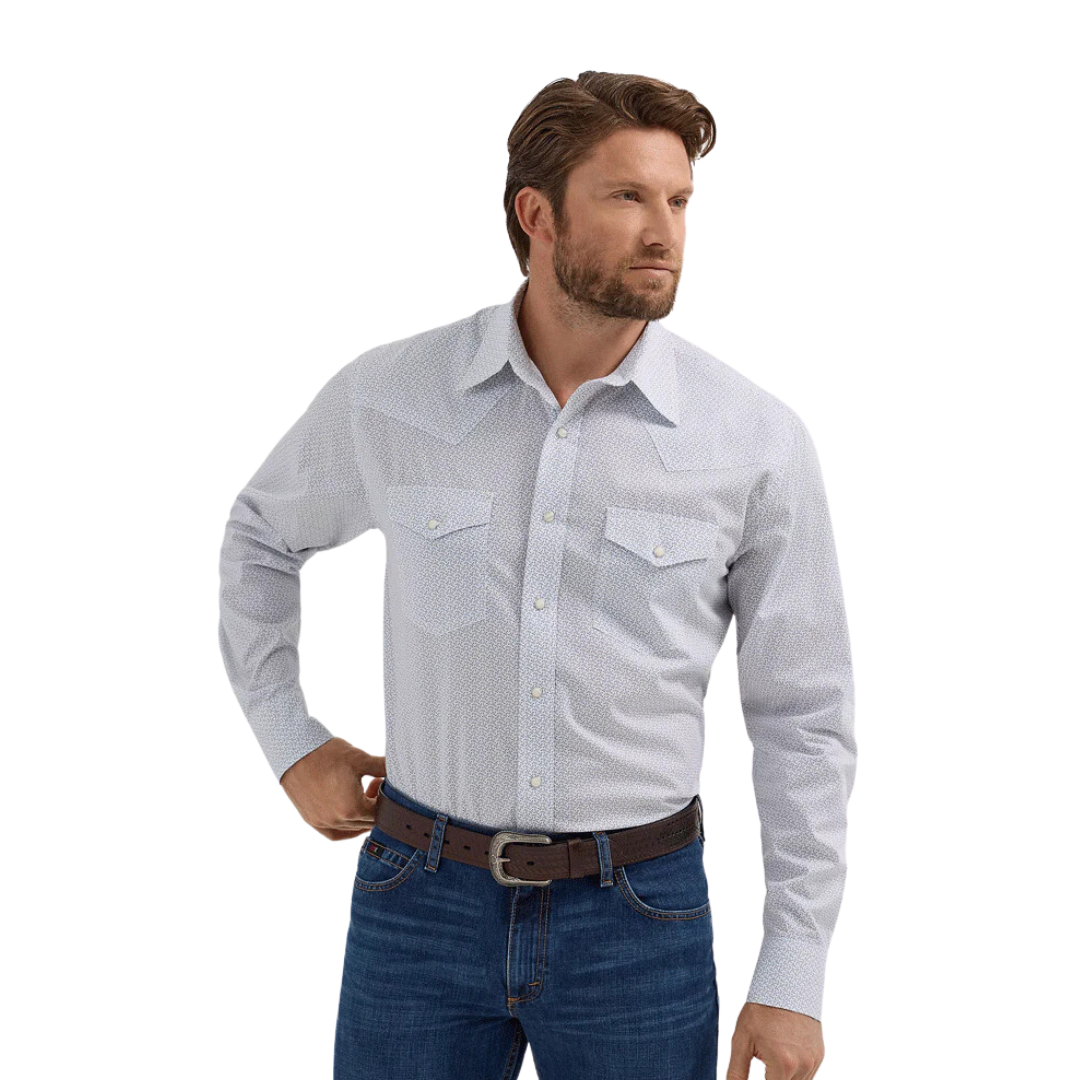 Wrangler Men's 20X Feather Print White Shirt
