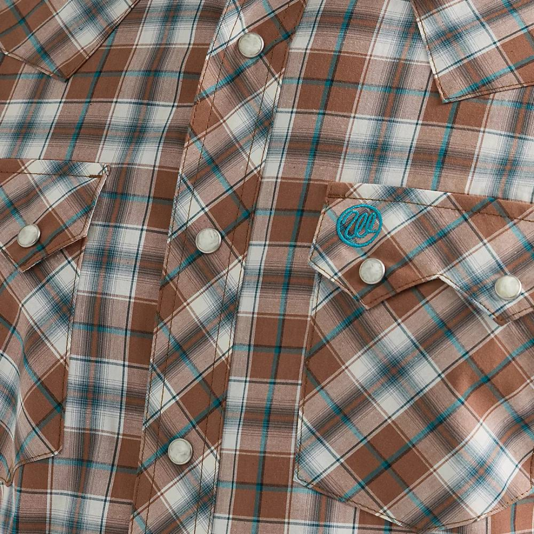 Wrangler Men's Sawtooth Plaid Brown Bark Shirt