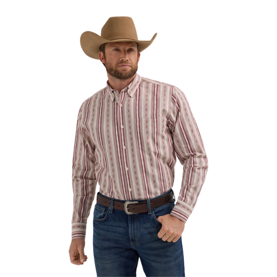 Wrangler Men's Cody Johnson Stripe Red Shirt