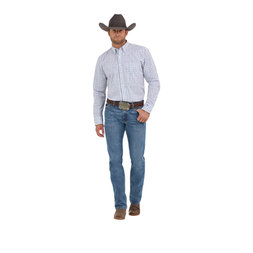Wrangler Men's Cody Johnson Plaid Blue Shirt