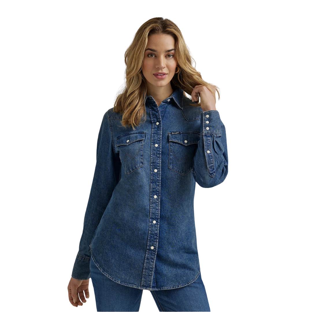 Wrangler Women's Denim Snap Navy Shirt