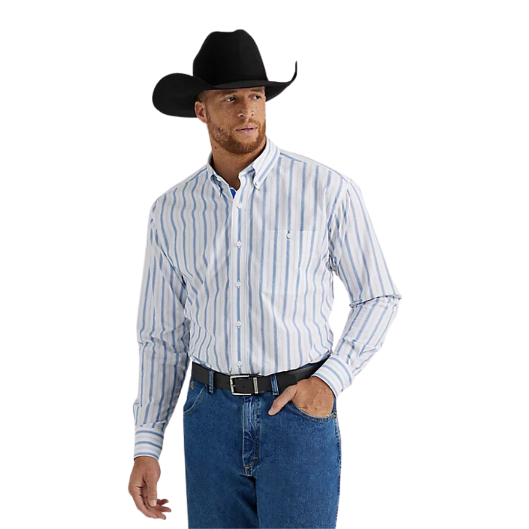 Wrangler Men's Snap Plaid White Shirt