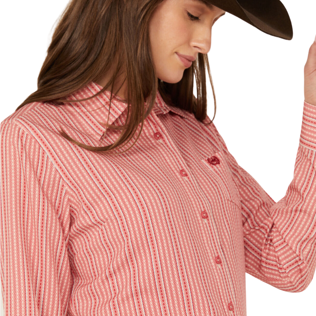 Cinch Women's Striped Core Red Shirt