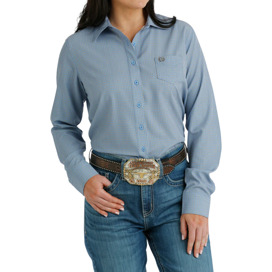 Cinch Women's Spread Collar Blue Shirt