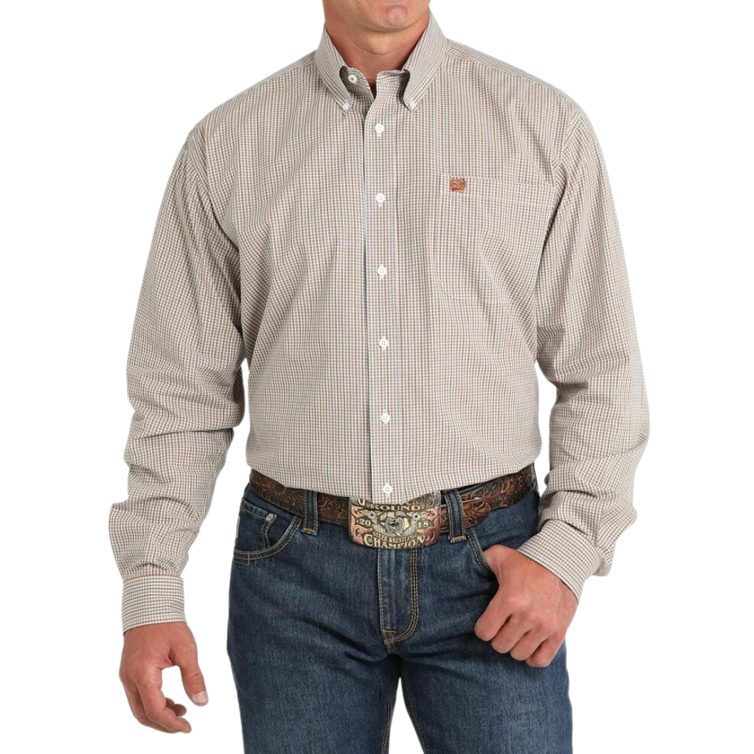 Cinch Men's Plaid White Shirt