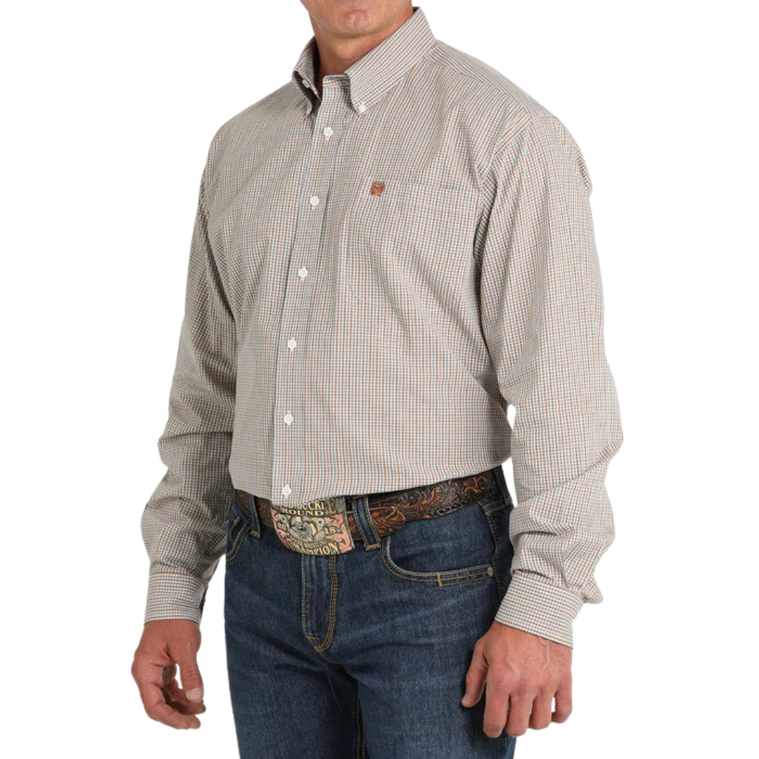 Cinch Men's Plaid White Shirt
