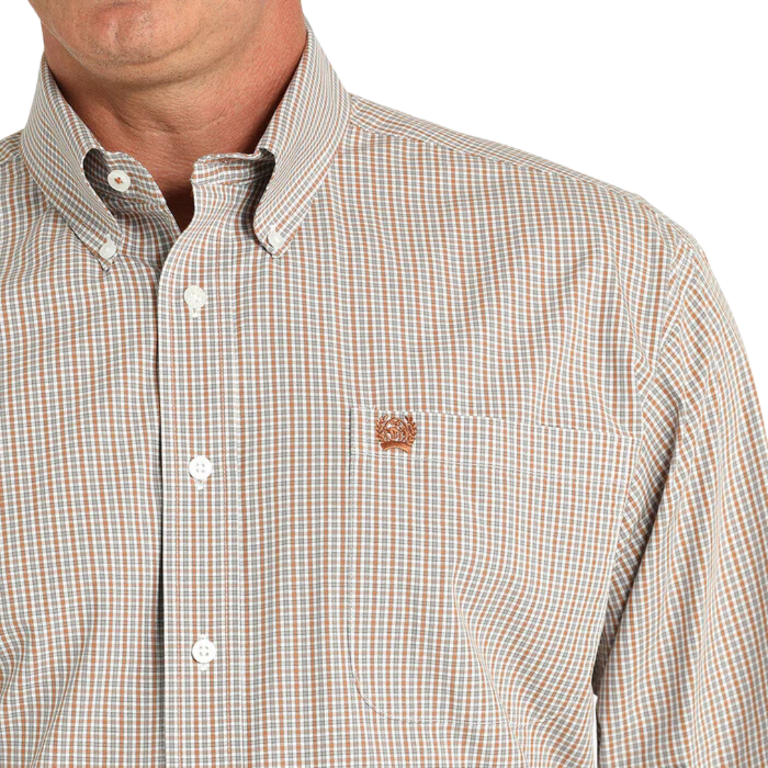 Cinch Men's Plaid White Shirt